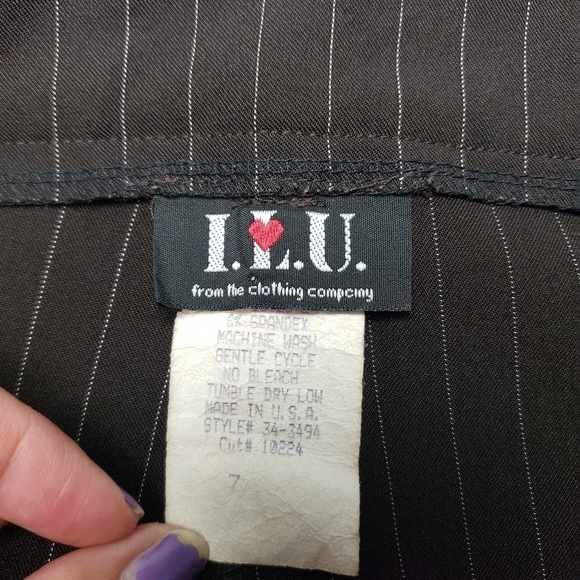 I.L.U brown and white striped flare dress pants juniors size 7 - Picture 7 of 12